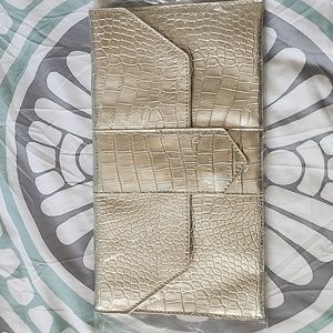 JJ Winters faux gold crocodile envelope clutch